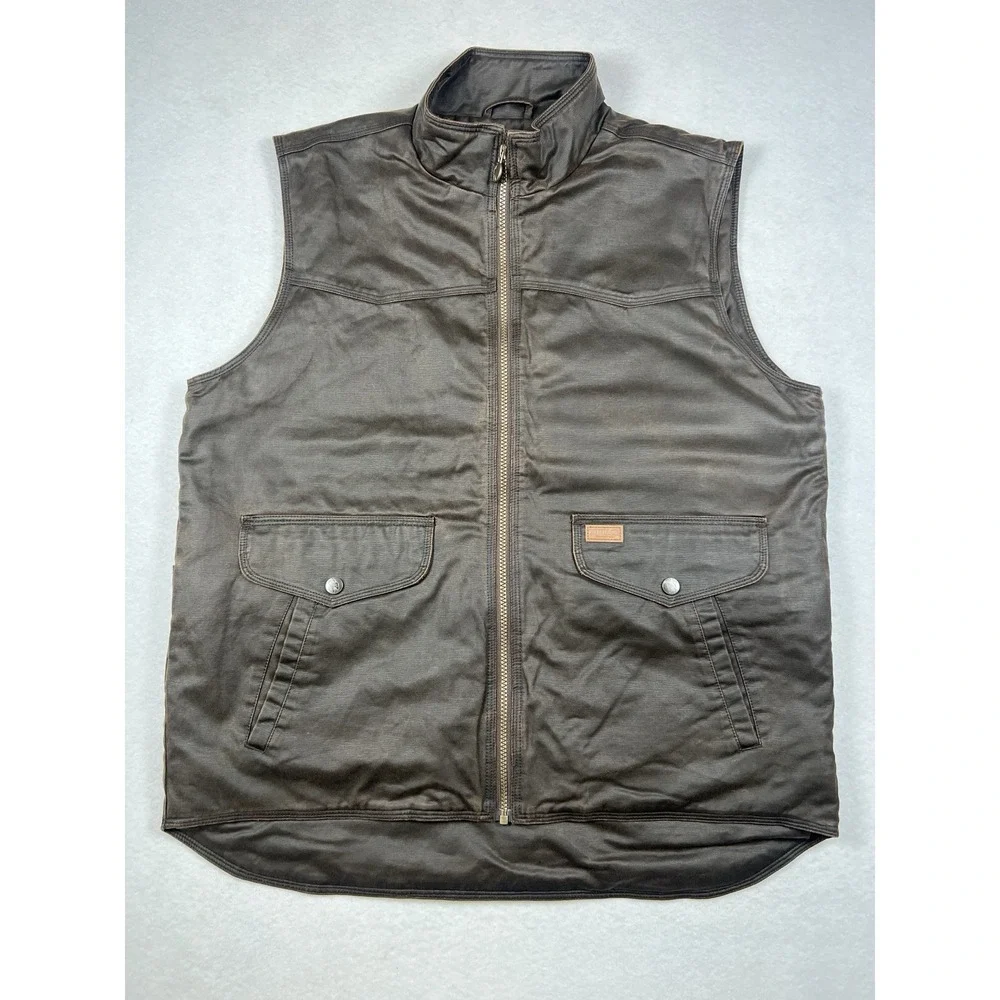 Outback Trading Company Mens M Aztec Oilskin Landsman Fleece Lined Vest  Outdoor